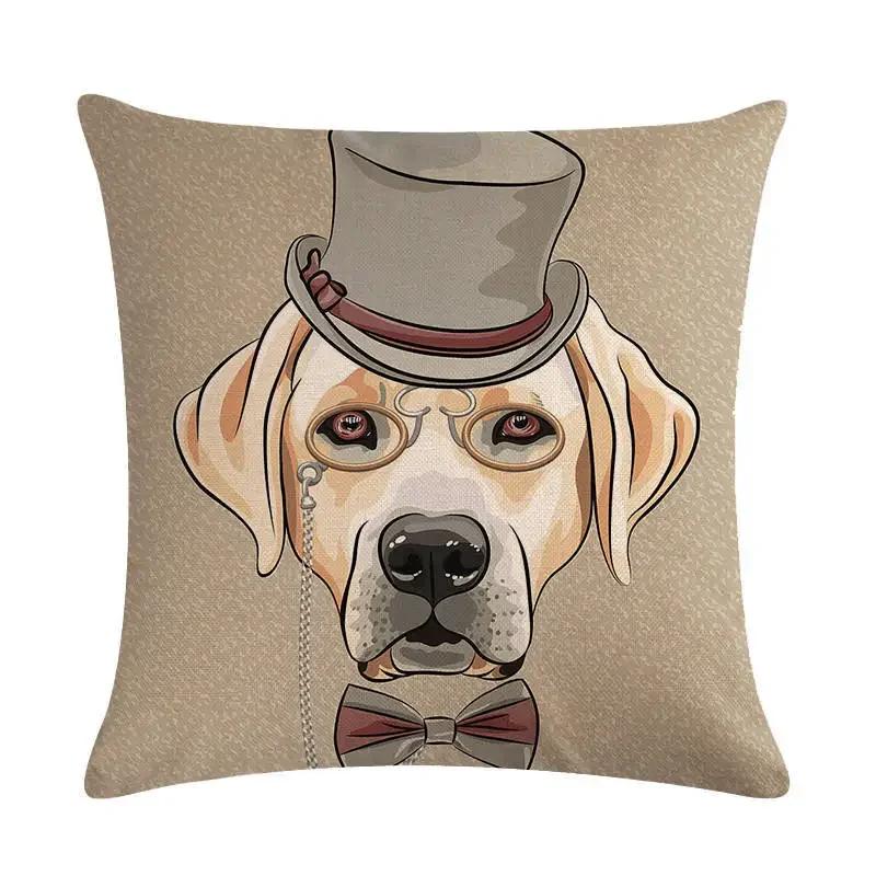 Cute Dog Cushion Cover Cartoon Pet Linen Pillow Cover Office Sofa Home Decoration Pillow Cover 45*45Cm