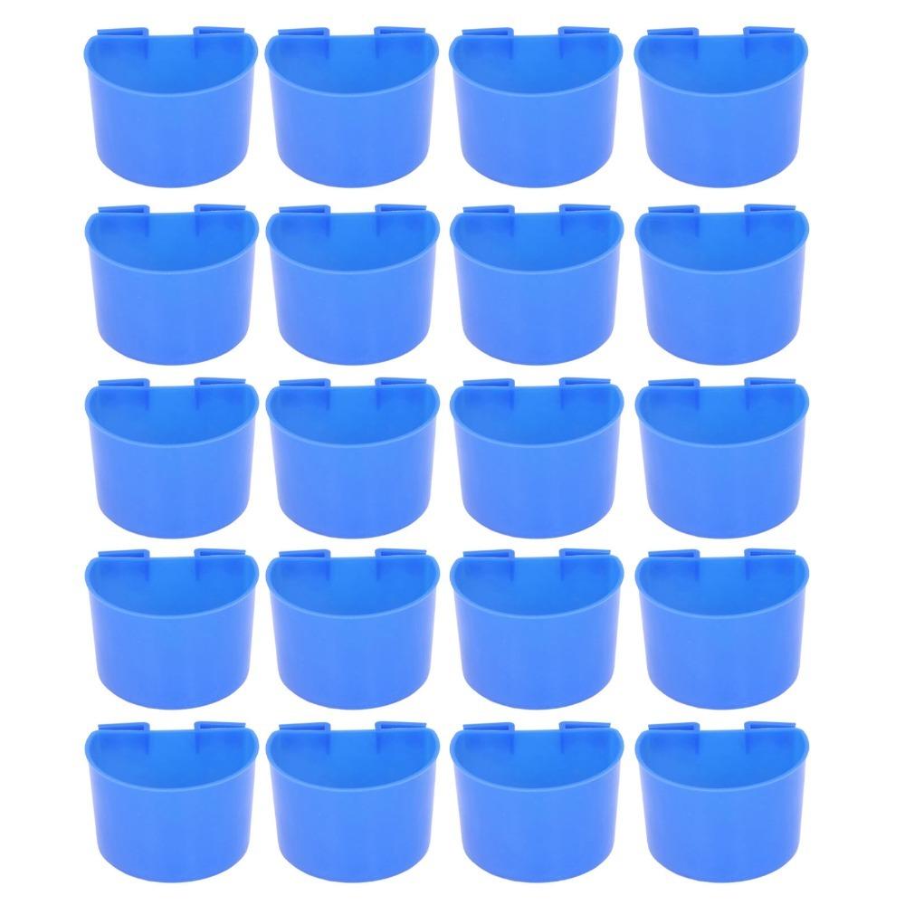 20Pcs Durable Birdcage Feeder Plastic Bird Feeding Cup Bird Trough Set Birdcage Decoration S