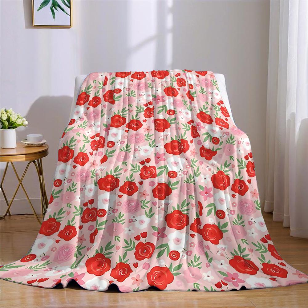 Rose Blush Mosaic Flannel Blanket Warm Soft Halloween Christmas Couch Warm Cozy Decorative Decor Gift for All Season