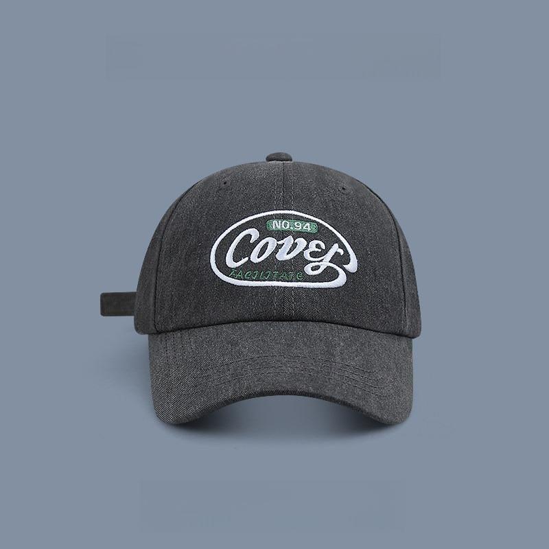 

1pc Retro Washed Embroidered Baseball Cap for Women Korean Style Versatile Couple Deep Top Wide Brim Peaked Cap for daily wear Adjustable чорний