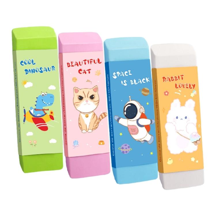 Set of 4 Classroom Office Eraser Pack Soft Rubber Minimal Paper Damage Design Big Erasers Creative Childrens Stationery 1