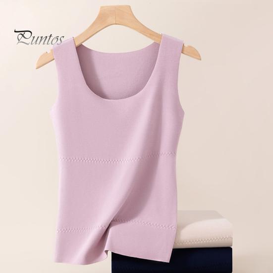 Winter Women Thermal Double-sided Velvet Vest Seamless Velvet-lined Fast Temperature Lock Heating Slim Fit Elastic Sleeveless Inner Wear Bottoming