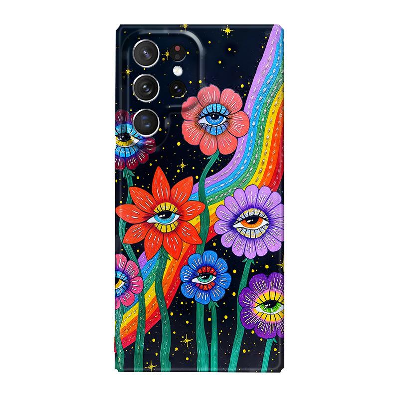 ins wind psychedelic starry sky flower eye mobile phone case Samsung S25Ultra light and thin anti-drop all-inclusive film case A35