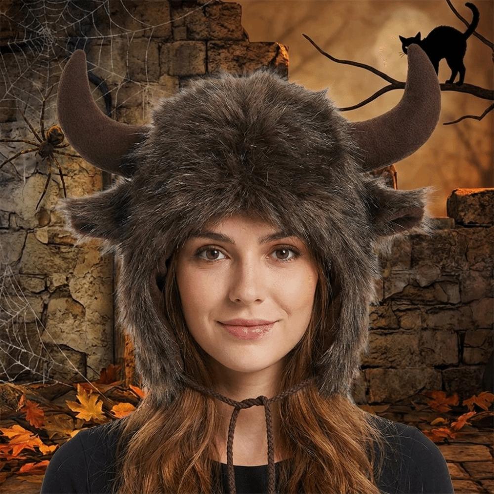 Solid Color Ox Horn Hat Thickened Lei Feng Cap Fashion Winter Pullover Cap Outdoor