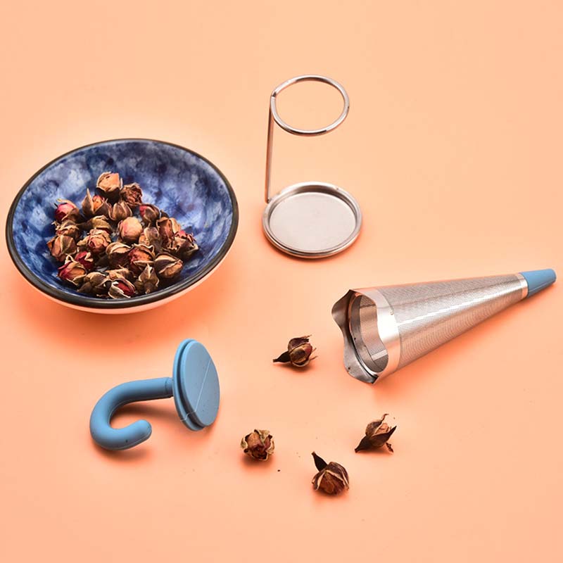WTEMPO 2PCS Creative Umbrella Shaped Tea Strainers Silicone Stainless Steel Tea Filter Household Tea Filter