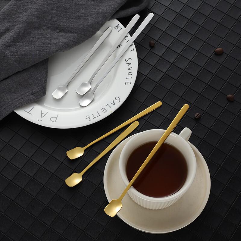Long Handle Gold Stainless Steel Square Head Spoon