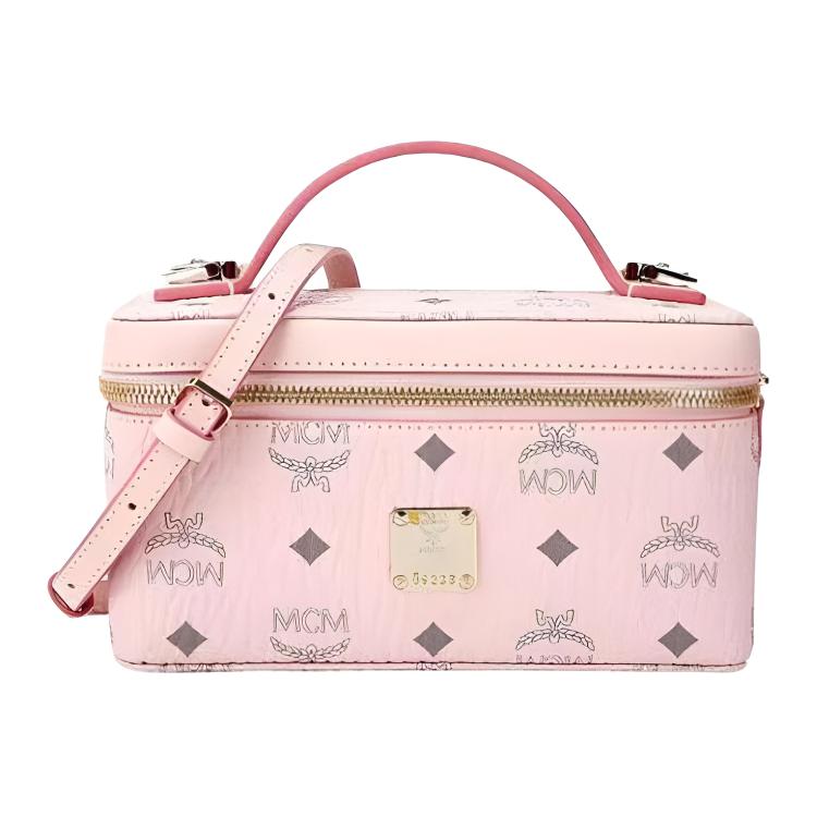 MCM Rockstar Visetos Monogram Box Schoudertas Mini Dames handtassen Roze MYZ8AVI01QH001 Basic Set (Bag+Dust Bag)