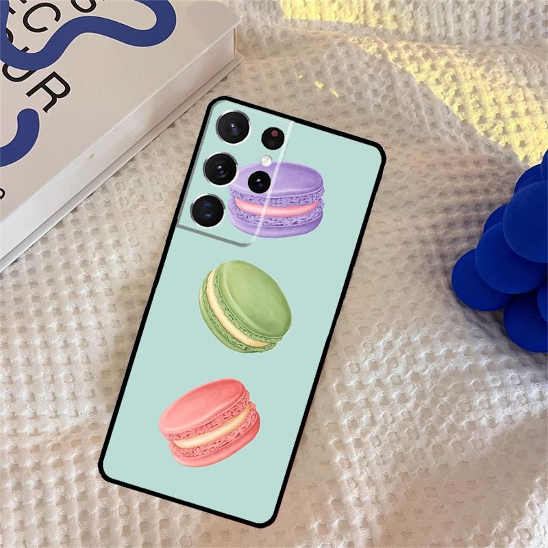 Macarons Cake Dessert Cute Phone Case For Samsung Galaxy S25 Ultra S9 S10 S20 S22 S21 S23 FE S24 Plus Portector Cover