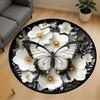 1PC Butterfly Flowers Office Round Area Rug, Under Office Chairs Bedroom Living Room Home Decor, Carpet for Office -1110140