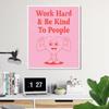 Retro Girl Power Inspirational Quote Prints Pink Wall Art Be Kind Typography Poster For Kids Nursery Living Room Decor Pictures