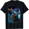 Cats Howl At Moon Funny Vintage Three Cat Howling Wolf Meme T-Shirt