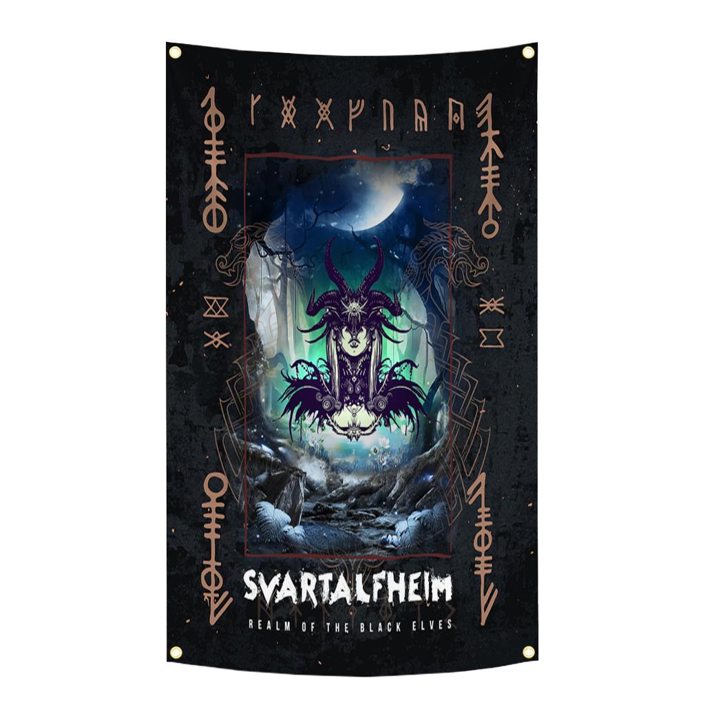 90X150Cm Norse Mythology Flag Mjolnir Yggdrasil World Tree Tapestry Polyester Digital Printing Banner Garage Wall Art Decoration