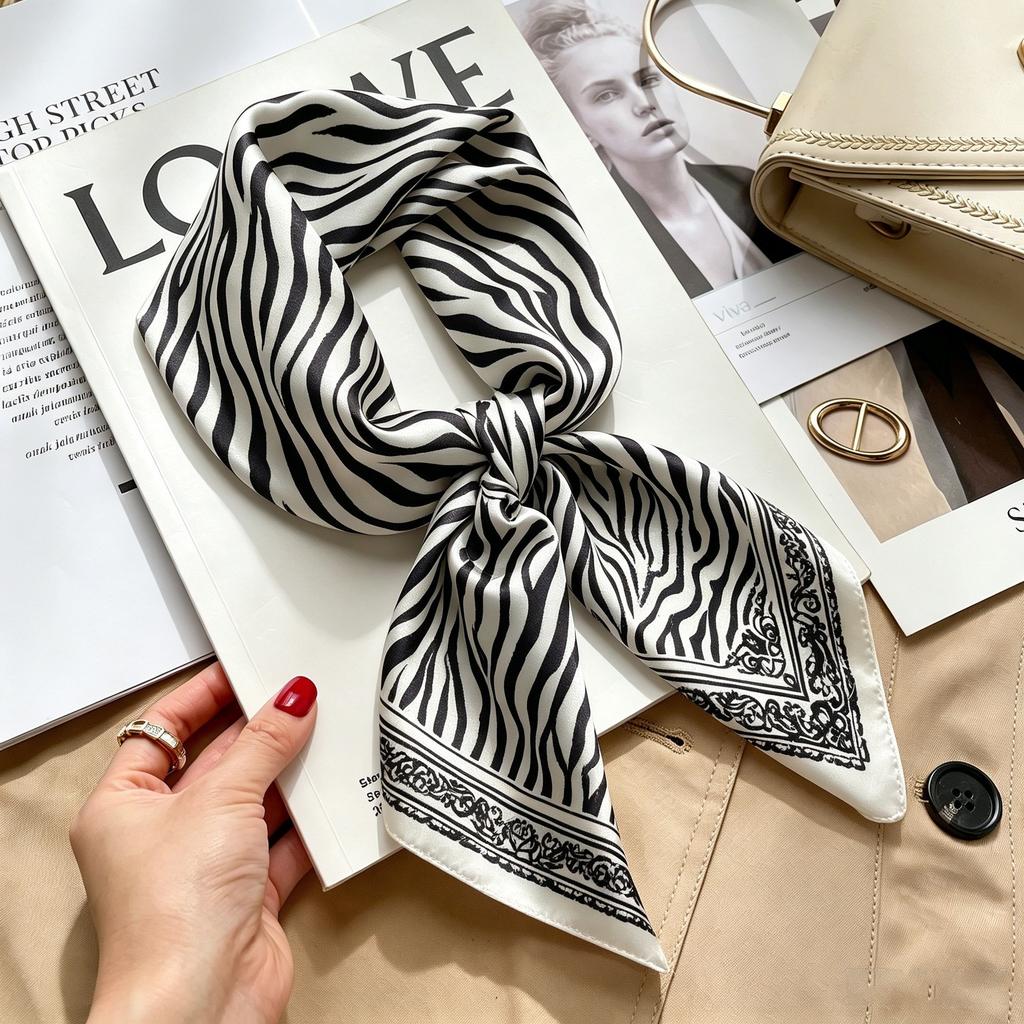 New silk satin 71 * 71 versatile foreign style simulation silk high-end temperament silk scarf middle-aged and elderly decorative scarf neck protectio