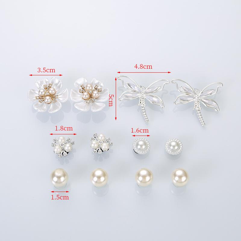 Luxury Crystal Sliver Dragonfly Shoes Charms Set Summer 2026 White Flower Pearl Clogs Accessories DIY Woman's Shoes Decorations