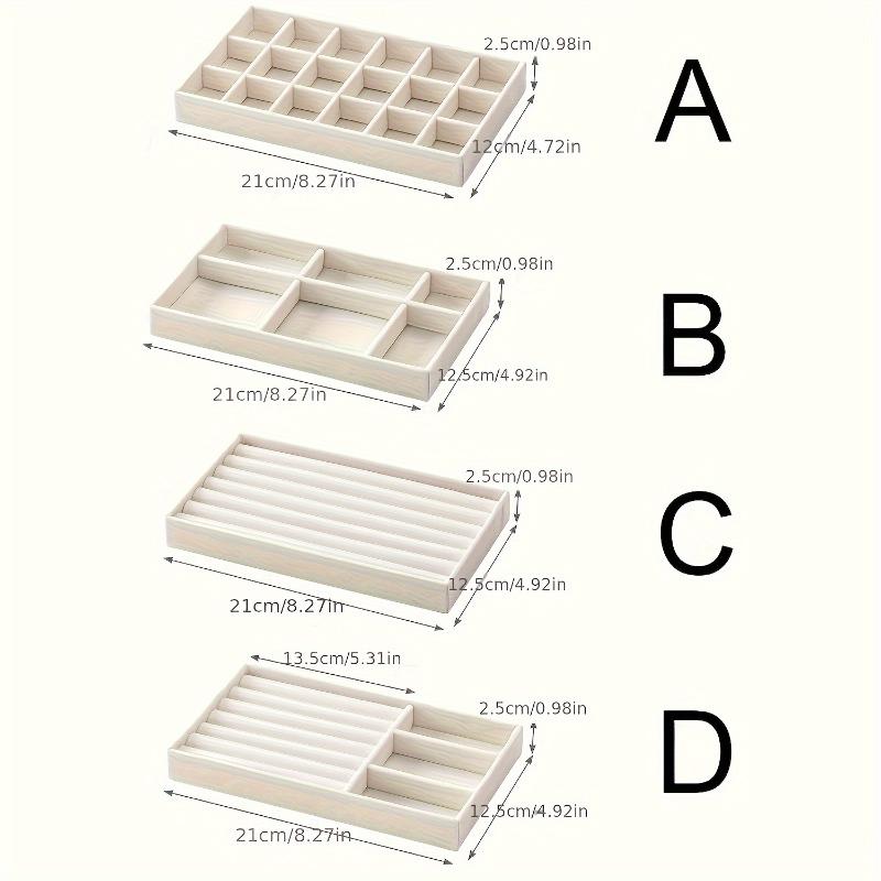 4 Pack Velvet Jewelry Organizers Featuring Multi-Section Display Board for Rings Earring Bracelet Necklaces Brooches and Watches