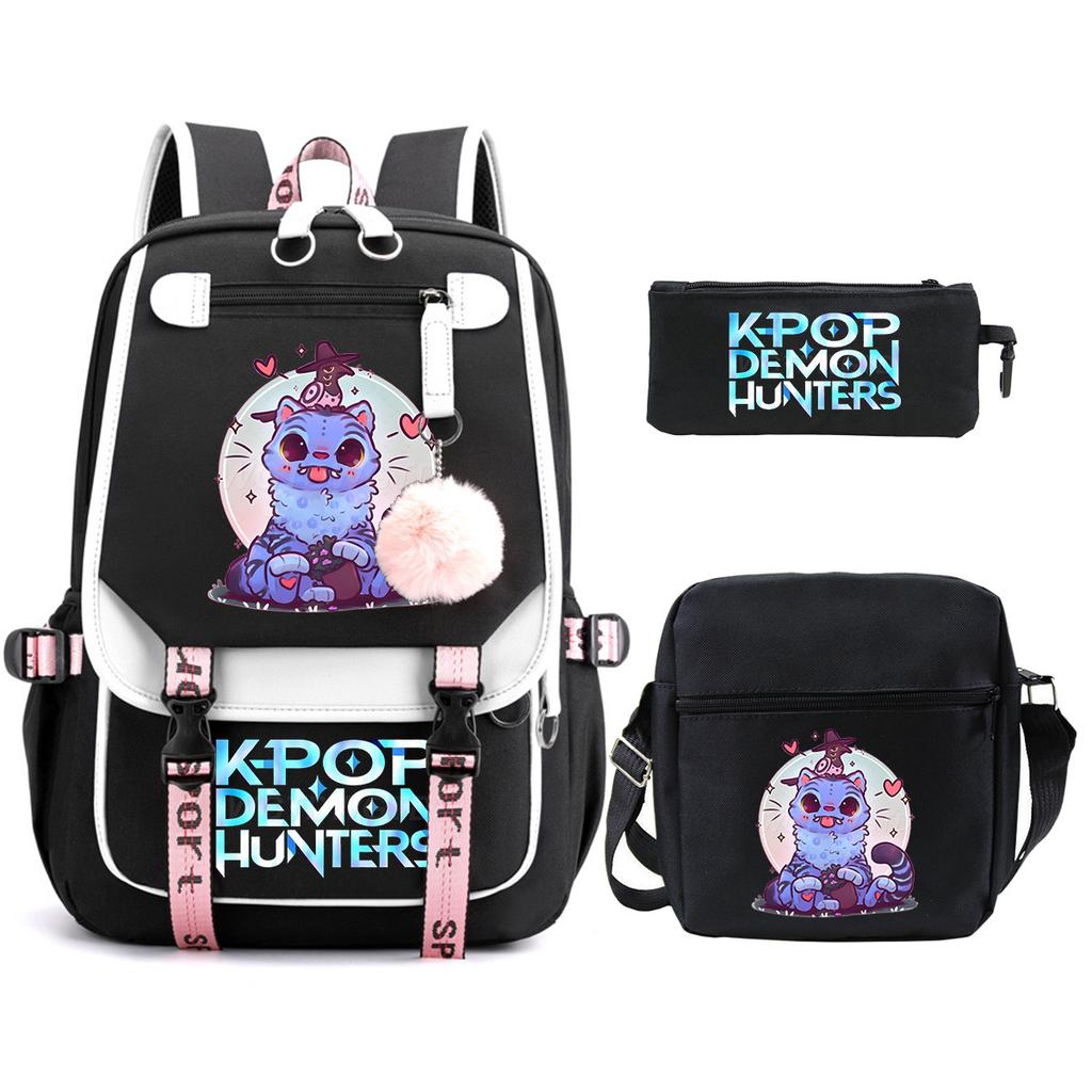 Demon Hunters Peripheral Printing Children's Fashion Backpack Cross-border Large Capacity Primary and Secondary School Student Leisure School Bag Set