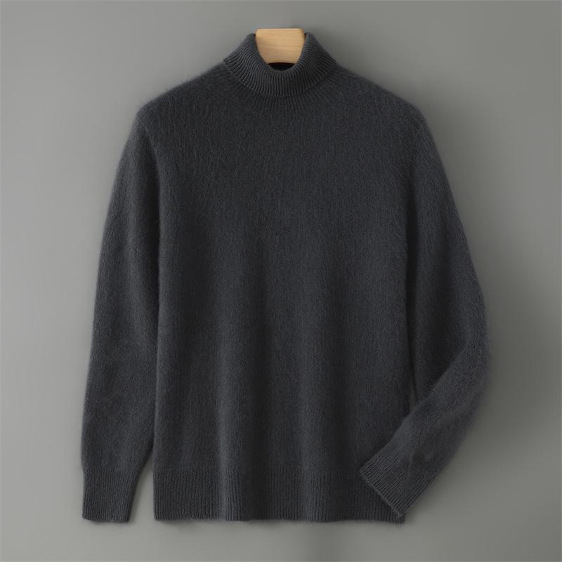 Men s 100% Wool High Neck Thick Cashmere Sweater - Plus Size, Business Casual, Loose Fit XL