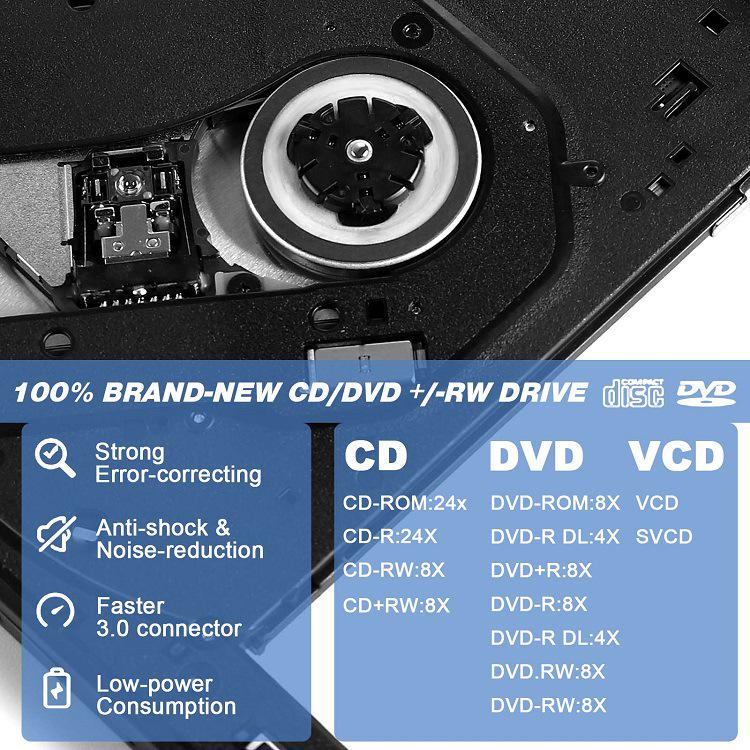 Portable USB External Optical Drive & Disc Burner