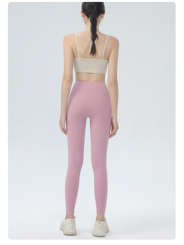 High Waist Nude Feel Yoga Pants - Women's Tight-Fit Spring/Summer Fitness Leggings for Beautiful Buttocks and Hip Lifting.