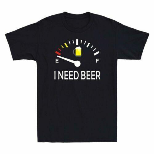 Funny Drinking I Need A Beer Meter Men Short Sleeve T-shirt Retro Cotton Tee XXXXL