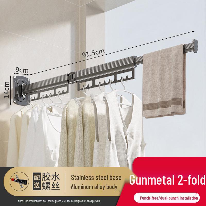 Aluminum Alloy Folding Clothes Drying Rack: No-Drill, Indoor/Outdoor Use