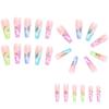 Press On Nails With Designs Long Rainbow Heart Nail False Nail With Sticker Glue French Peach Heart Cotton Cloud Arcrylic Nail Tips