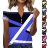Women's Top Loose Casual V-Neck Lace Sleeve T-Shirt Short Sleeve Geometry Print Top