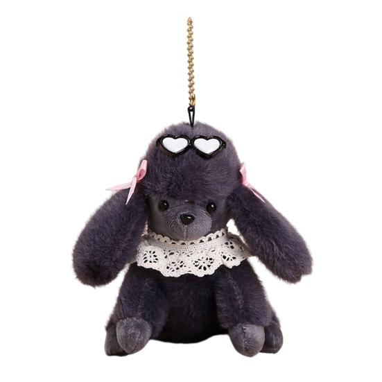 Cute Glasses Poodle Keychain, Fluffy Dog Plush Toy for Bag, Small Stuffed Animal Keyring for Backpack Purse Car Keys Accessories