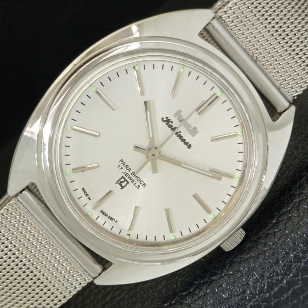 

HAND-WINDING VINTAGE HMT KOHINOOR INDIAN MENS SILVER COLOR DIAL WATCH a440949-4 HT-a440949