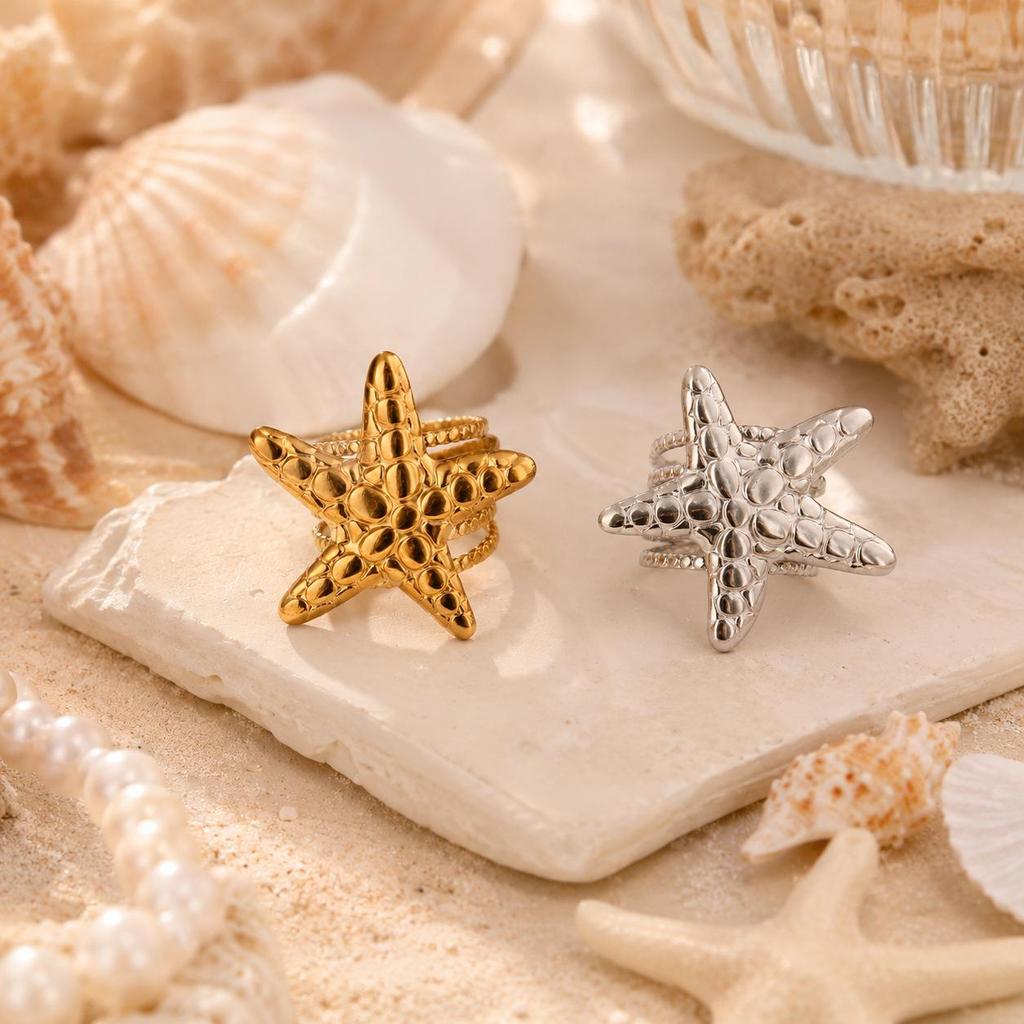 Classic Ocean Resort Style Starfish Ring – High-Grade Stainless Steel Titanium Jewelry