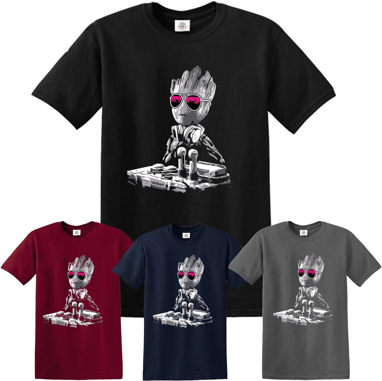 DJ Baby Groot T-Shirt Music Guardians Headphones Funny Disco yoda Mixing Decks S разноцветный