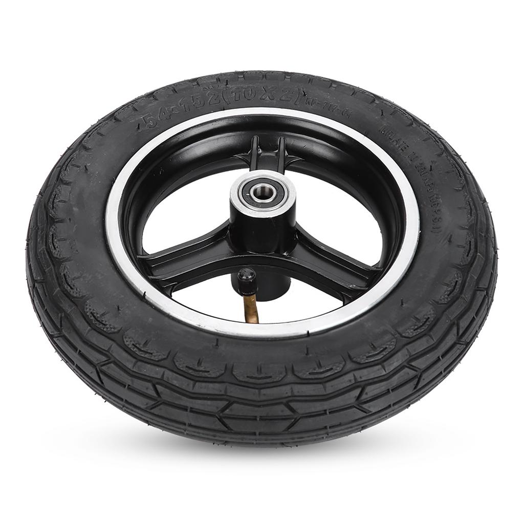 10 Inch Rubber Inflatable Electric Scooter Tire Aluminium Alloy Front Wheel Hub Symmetric Figure