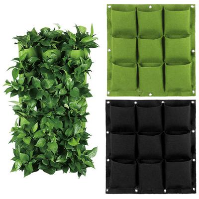 Hanging Planting Bag Wall Mounted 9 Pockets Vertical Square Breathable Indoor Outdoor Hanging Strawberry Flower Wall