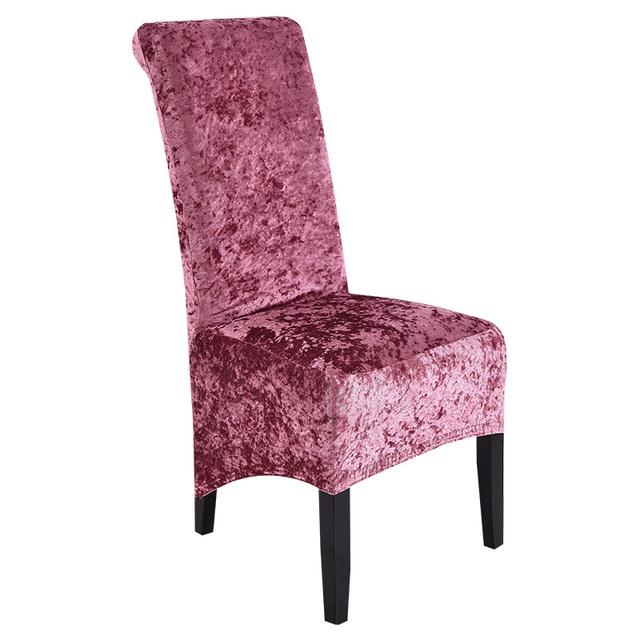 Velvet Plush Xl Dining Chair Covers ,Stretch Chaircover ,Spandex High Chairs Protector Covers Seat Slipcover With Elastic