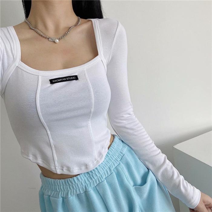 

Женский осенний топ с квадратным вырезом и длинным рукавом – Модный и сексуальный уличный стиль XL белый