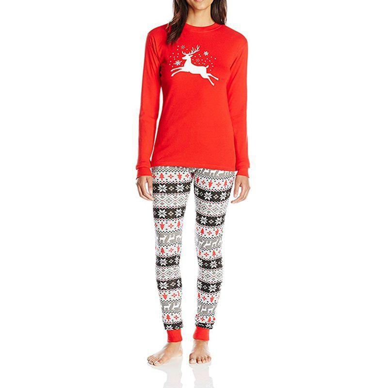 Comfy Family-matching Christmas Pajamas Sleepwear Set Women Men Kids Long Sleeve Deer Nightwear
