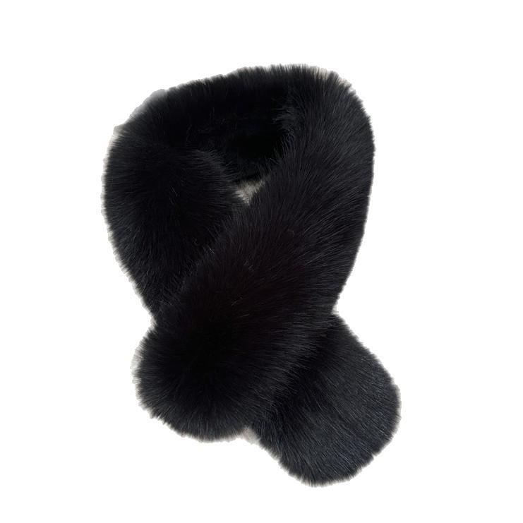 Double-Sided Faux Fox Fur Scarf: Thick, Warm, and Versatile Neck Warmer for Autumn and Winter.