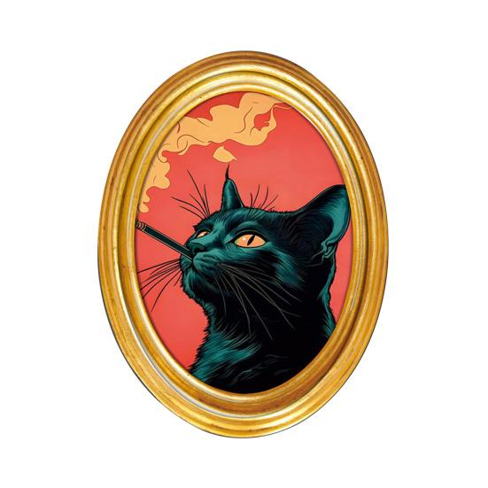 1/3/6Pcs Toast Avocado Cat Refrigerator Magnet with Oval Wooden Frame Kitten Fridge Magnet Home Kitchen Office Decoration Animal Lover Gift