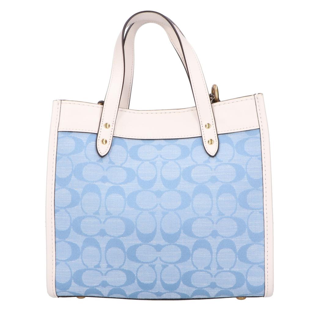 Coach C4692 Field Tote 22 Signature Chambray 2-Way Shoulder Handbag Light Blue / whiteUsed