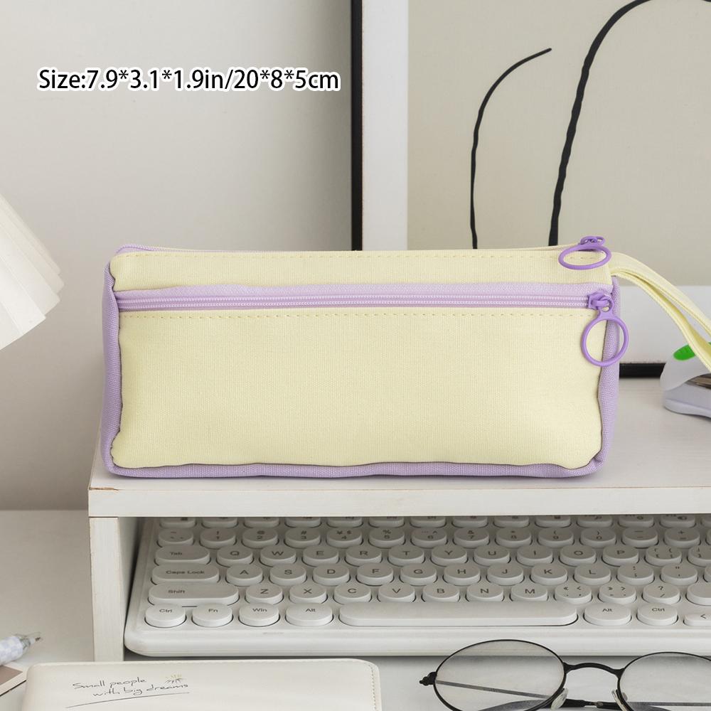 Korean Version Color Blocked Student Pencil Case, Cute Stationery Bag, Large Capacity Stationery Storage, Simple Pencil Case