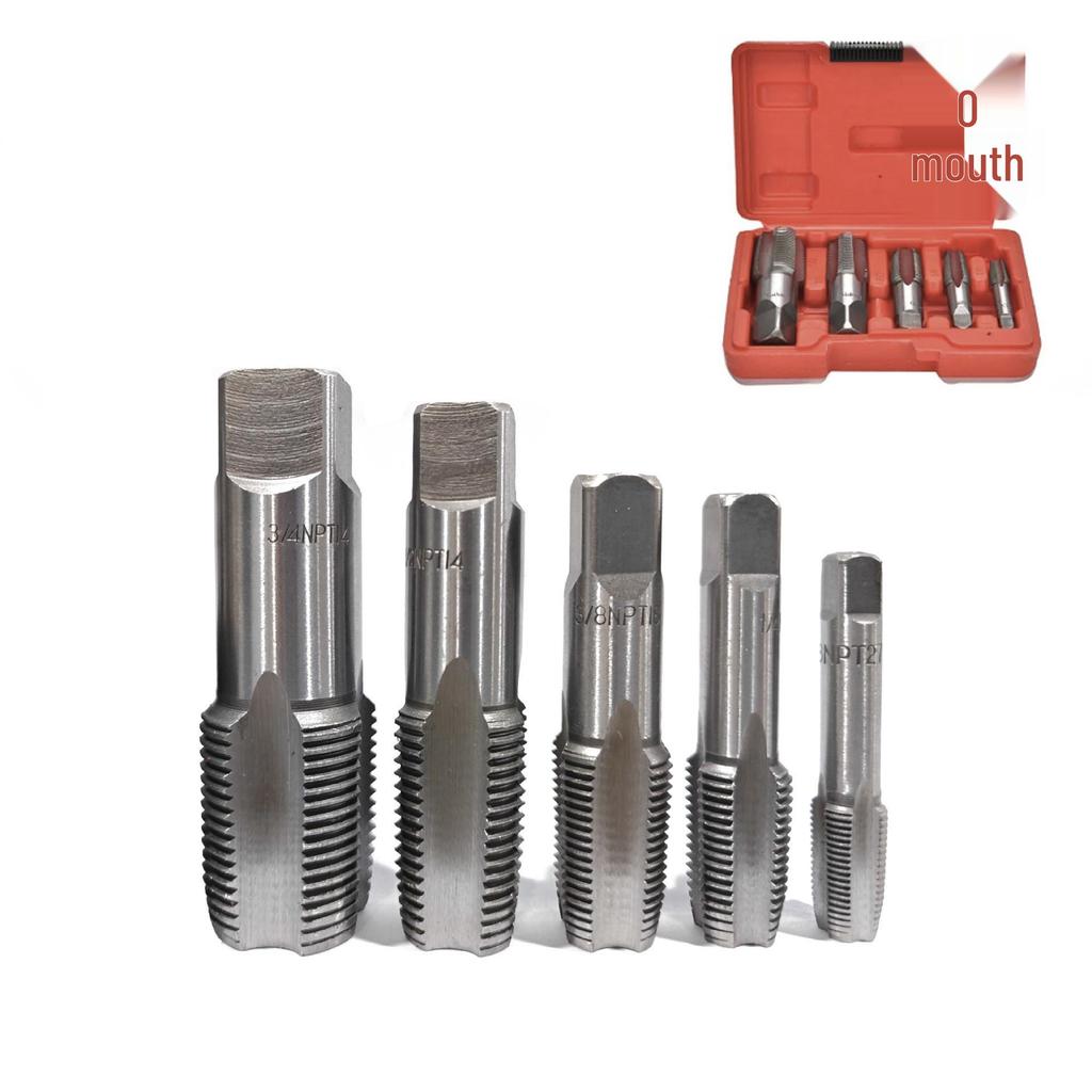 Thread Repair Tool NPT Taper Tap Set, 5-Piece and 6-Piece Bearing Steel Pipe Thread Tap