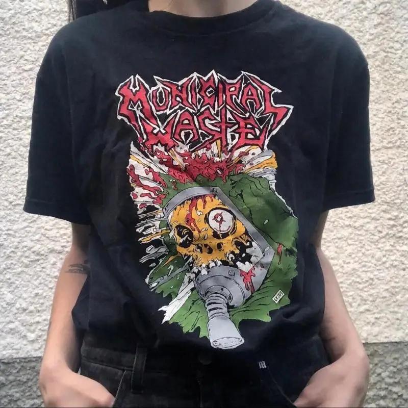 

Municipal Waste rock band short sleeve black color shirt KV28514 S разноцветный