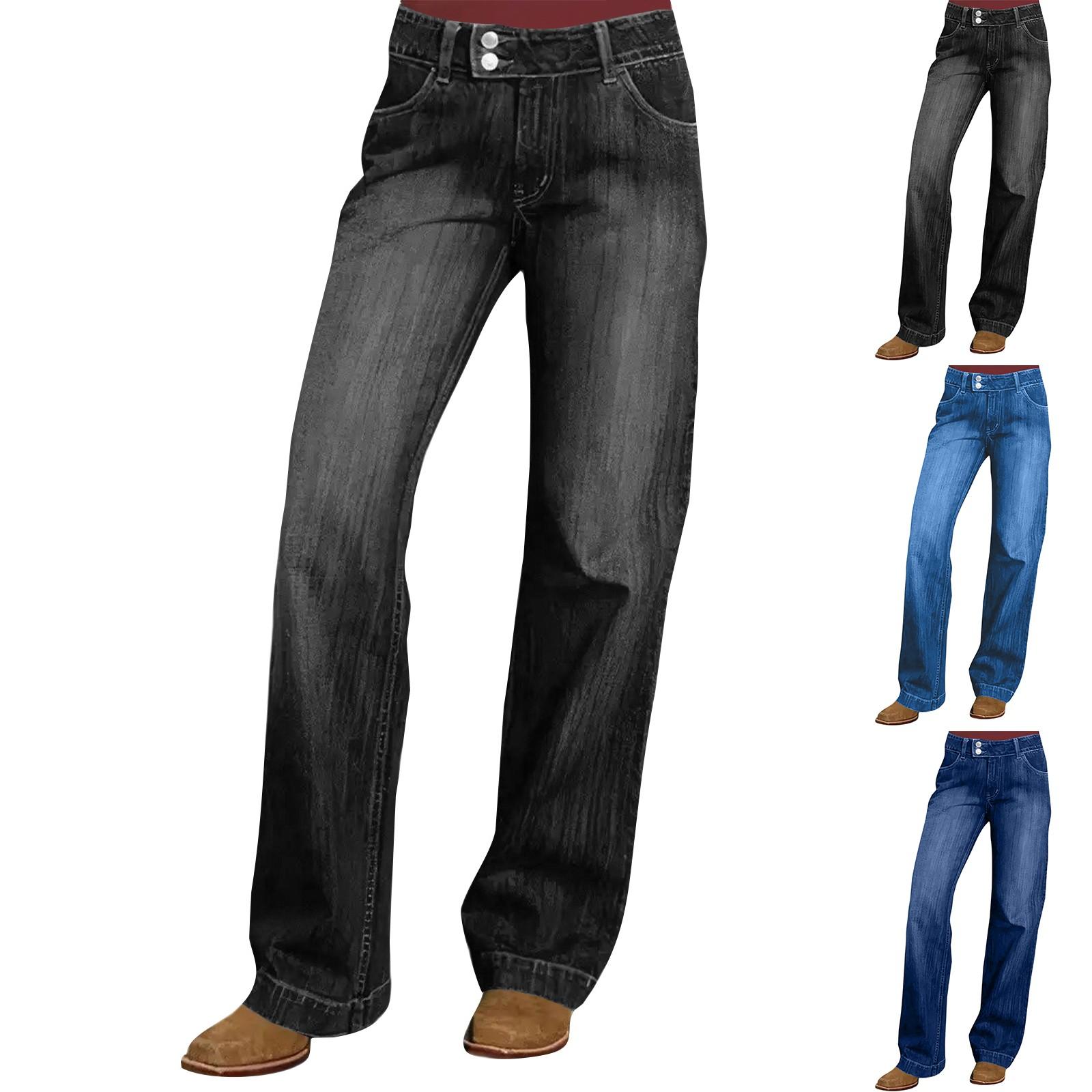 

Women s Denim Classic Versatile High Waist Fashionable Trousers L чорний