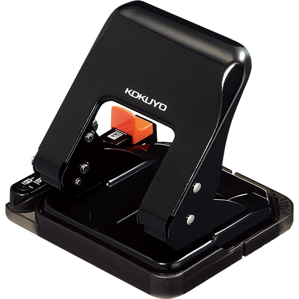 KOKUYO Rakuake Hole Punch with Paper Size 25 Black PN-G25D 2-Hole Guide, Sheets,
