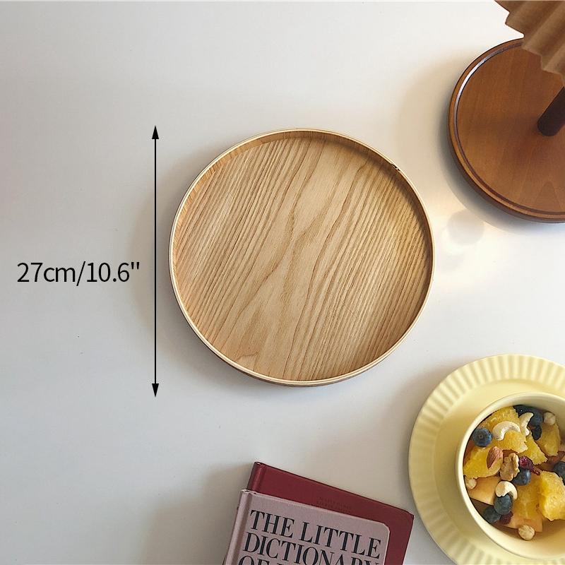 Table Decoration Tray Wooden Round Tray Decorative Trays Snack Plate Sundries Display Organizer Desktop Decorative Plate