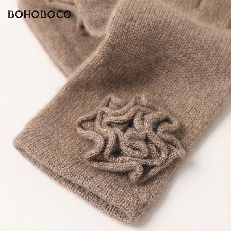 BOHOBOCO Women's 100% Cashmere Rose Gloves
