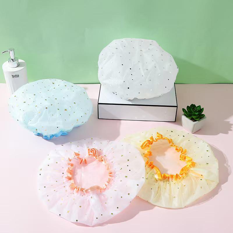 Waterproof Double-Layer Polyester Cotton Shower Cap for Women