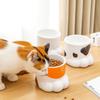Large Capacity Ceramic Cat Bowl Slanted Mouth High Foot Bowl Cute Water Bowl  For Dogs and Cats
