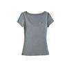 Women's Scoop Neck Short Sleeve T Shirt Slim Fit Solid Color Basic Casual Tee Top