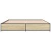 Bed Frame in Sonoma Oak Finish 200 x 200 cm Made of Engineered Wood and Metal